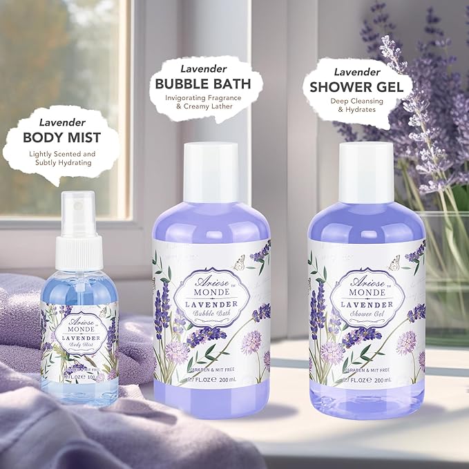 Gift Baskets for Women, Lavender Gift Sets for Women Self Care Spa Gift Basket Includes Body Lotion, Shower Gel, Bubble Bath, Relaxing Gifts For Her, Mom, Sister, Birthday & Christmas Gifts