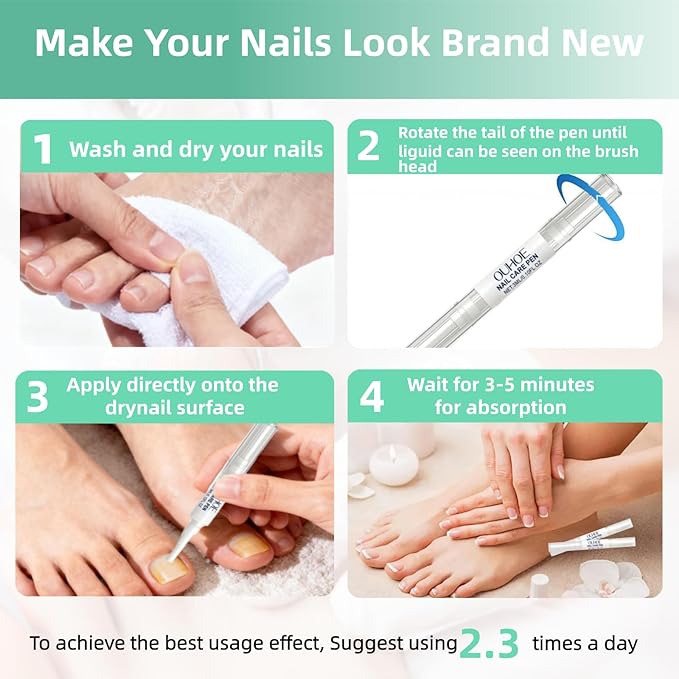 Nail Fungus Pen，Nail Growth & Repair Essence Pen, specifically designed for fungal infections on toenails and fingernails. Repairs and strengthens nails, revealing smooth and glossy nails（3pcs）