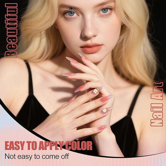 Artdone Sheer Gel Nail Polish Set Jelly UV Gel 6 Colors Translucent Porcelain White Orange Nude Pink Colors Nail Polish For All Seasons Neutral Soak off LED Lamp Gel Manicure Kit For Nail Art