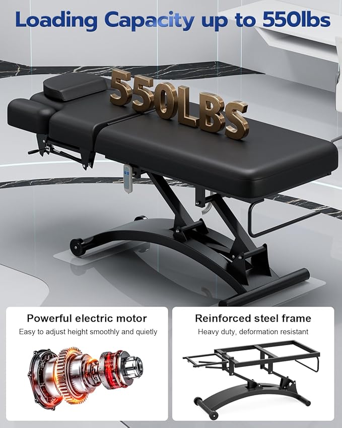 SyyBhb Professional Hi-Lo Bobath Table, Electric Lift Massage Table, Haydrulic Adjustable Backrest Downward for Acupuncture Treatment/Facial/Beauty/Spa/Physical Therapy