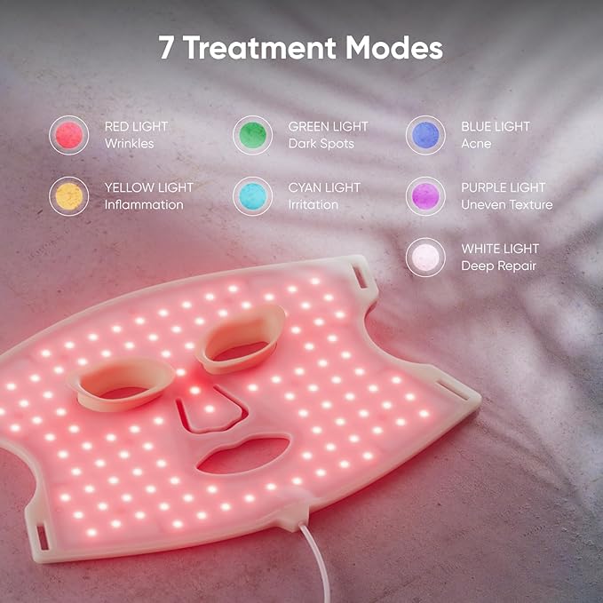Nanoleaf FDA-Cleared LED Face Mask with 7 Light Therapy Modes - Professional Red, Blue & NIR Light Treatment Device for Wrinkles, Acne & Skin Rejuvenation - 432 LEDs, Rechargeable