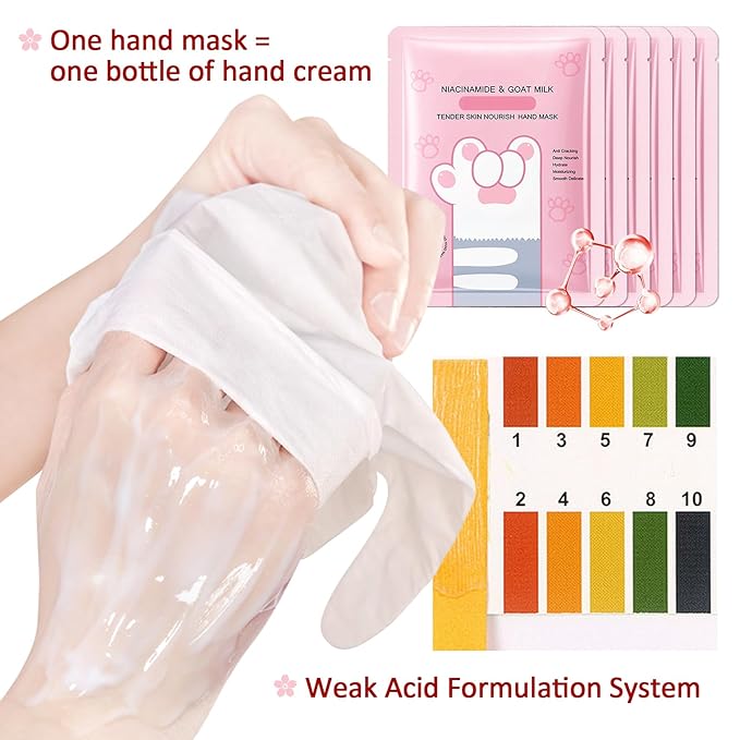 Hand Masks Moisturizing Gloves,6 Pairs Hydrating Hand Peel Masks Gift Set for Dry Cracked Hands Care,Long-lasting and Non-greasy Hand Moisturizer Gloves for Women C