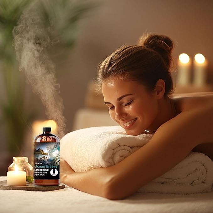 Ocean Breeze Essential Oil, Ocean Breeze Oil 8 Fl Oz 240ML for Diffuser Humidifier Yoga Cleaning DIY Candle Soap Making Perfume Gift for Women Fragrance Oils