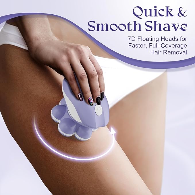 7D Electric Razor for Women: Fast & Painless Full-Body Shaver for Legs & Face – Waterproof Hair Remover with Light & Travel Cover – Wet/Dry Use, Smooth Close Shave, Birthday Christmas Gift