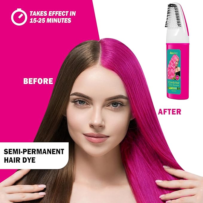 Pink Hair Dye Shampoo for Women Gray Hair,Haircare 4 in 1 Semi-Permanent Gray Hair Coverage,Champu Para Canas,Hair Color Shampoo for Women, Men (Pink)