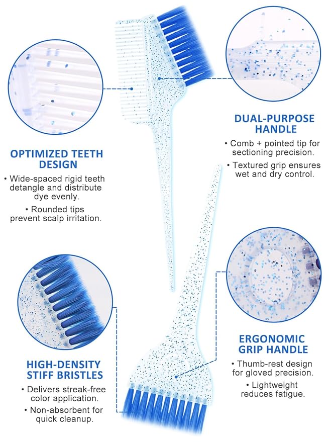 19PCS Hair Bleach Dye Kit with Hair Dye Brush and Bowl Whisk Hair Clips Protective Gear Set, Ideal for Hair Bleaching Coloring Highlighting, Essential Salon Supplies for Home Use (Blue)