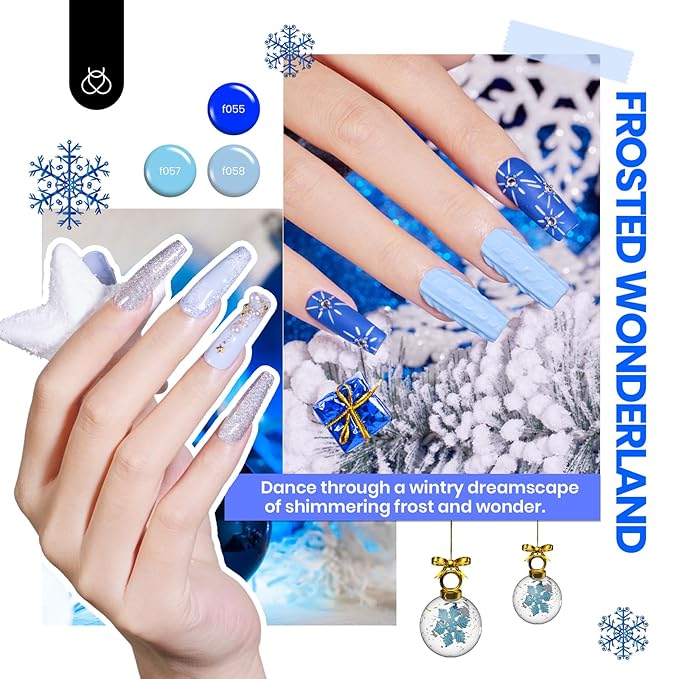 Beetles Christmas Gel Nail Polish Set, Glitz Galaxy UV LED Soak Off Gel Kits, 44Pcs Burgundy Red Gold Green Silver Blue Pink Sparkle Shade with Base Top Coat Winter Manicure Gift for Women