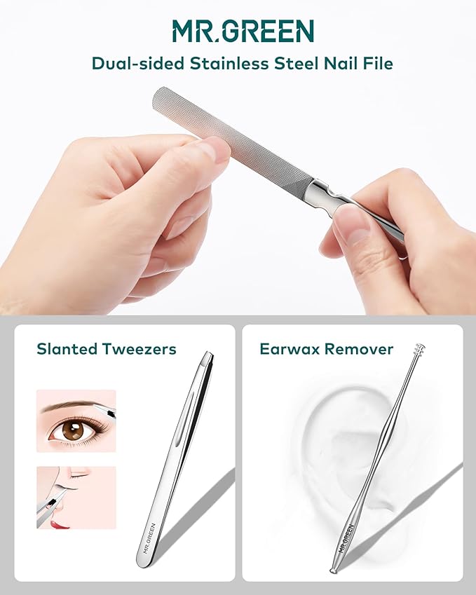 Manicure Set, Pedicure Sets, Nail Clipper Sets, Stainless Steel Professional Nail Cutter Kits with Travel Case (12 Count)