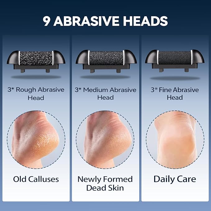 Wea&Hea Electric Callus Remover for Feet with 9 Roller Heads 2 Speed Rechargeable Waterproof Professional Pedicure Kit 30 in 1 Foot File Tools Perfect for Dead Hard Cracked Dry Skin