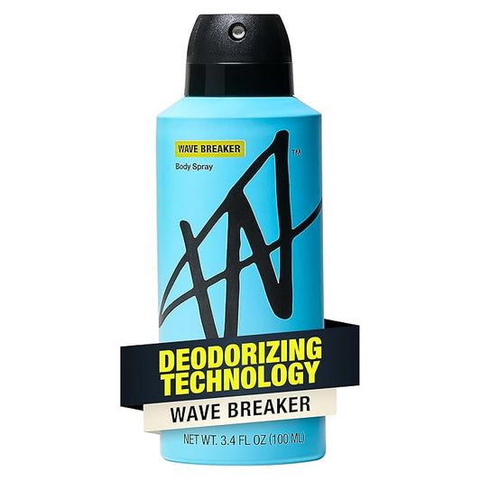 W Jake Paul Wave Breaker Body Spray for Men, Odor Blocking Body Deodorant, Long Lasting Protection, 3.4 fl oz