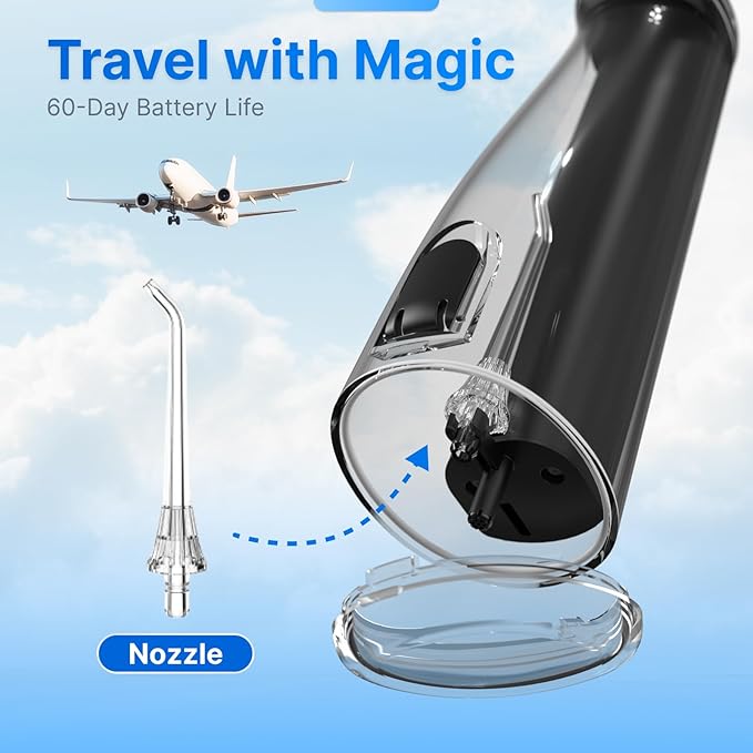 Water Flosser for Teeth, Cordless Oral Irrigator Portable Dental Cleaner Picks with 8 DIY Modes 7 Jets 300ml Tank Braces Flossers Rechargeable (Black)