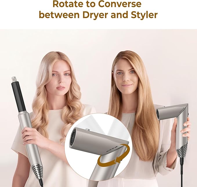 5 in 1 Blow Dryer Brush,Hair Dryer Brush with Detachable Air Styler,Negative Ionic Magic Hair Styler,Hot Air Brush for Women Volumizer,Straightener,Drying