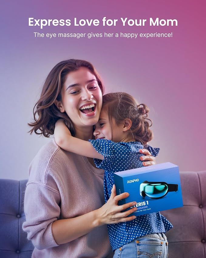 RENPHO Eyeris 1 Eye Massager with Heat, Christmas Birthday Gifts for Women Men Mom Dad Her Him, FSA Eligible HSA Eye Mask for Migraine, Smart Sleep Mask for Dry Eyes Relax, Reduce Strain