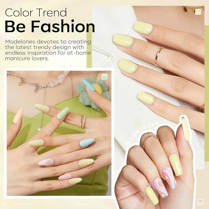 modelones Gel Nail Polish, 15 ML Pastel Soft Butter Yellow Gel Polish 1 Pcs Soft Light Lemon Chiffon Nail Polish Gel Soak Off LED Nail Art Starter Salon Manicure at Home DIY
