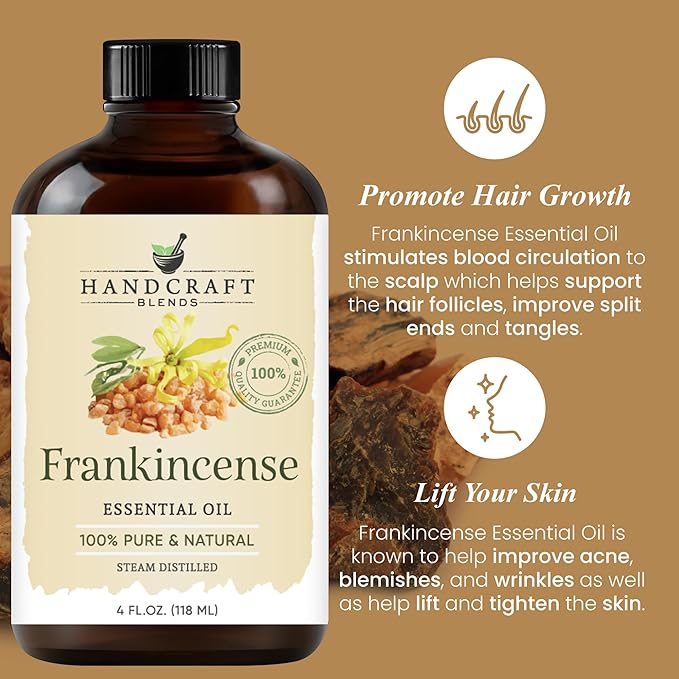 Handcraft Blends Frankincense Essential Oil – Huge 4 Fl Oz – 100% Pure and Natural – Premium Grade Essential Oil for Diffuser and Aromatherapy, Skin, Massage, Candle and Soap Making Fragrance