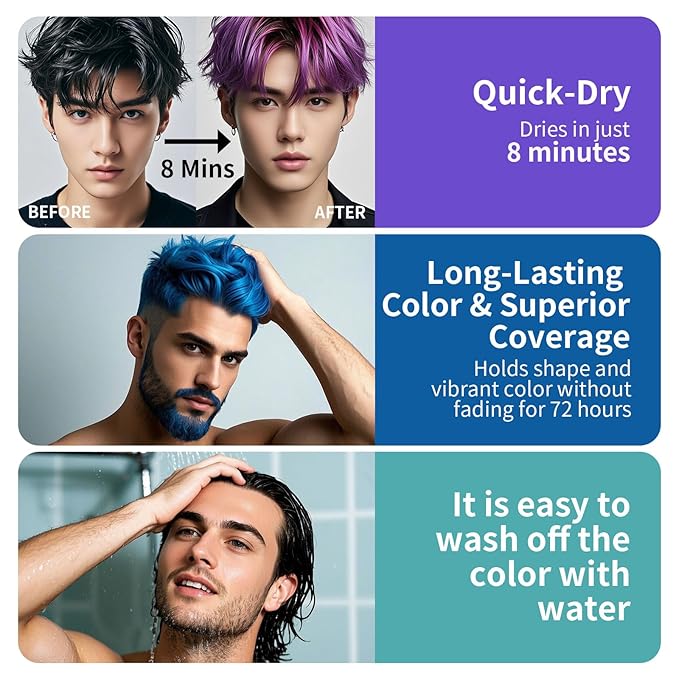 Temporary Hair Styling Color Wax, Green Blue Purple Red Hair Dye Color Wax Washable Natural Instant Hair Coloring Cream for DIY Hairstyle for Kids Men Women(Green#18)