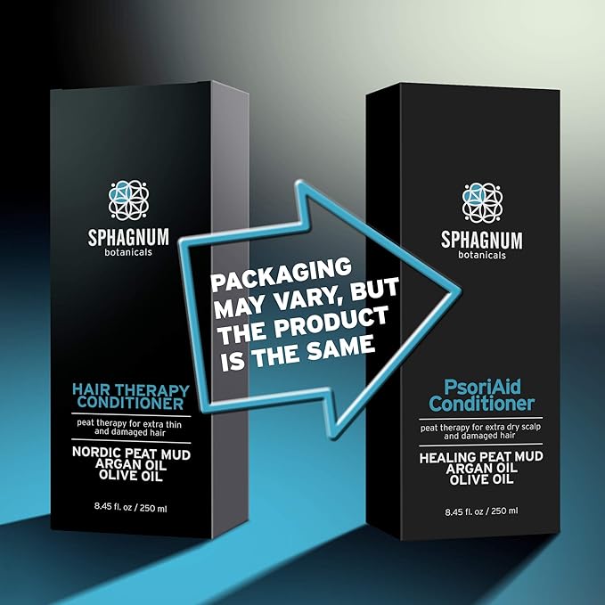 Sphagnum Botanicals Natural Psoriasis Conditioner - Peat Mud Treatment for Thin, Dry and Damaged Hair. Jojoba Oil and Aloe Vera for Silky Hair. Paraben, Sulfate Free. 8.45 oz