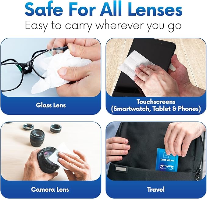 Screen Cleaner Wipes – Quick Dry, Streak-Free Screen Wipes for Electronics, Phones, Computers, Cameras, and All Lenses, Soft & Gentle, 300ct, Pre-Moistened & Individually Wrapped