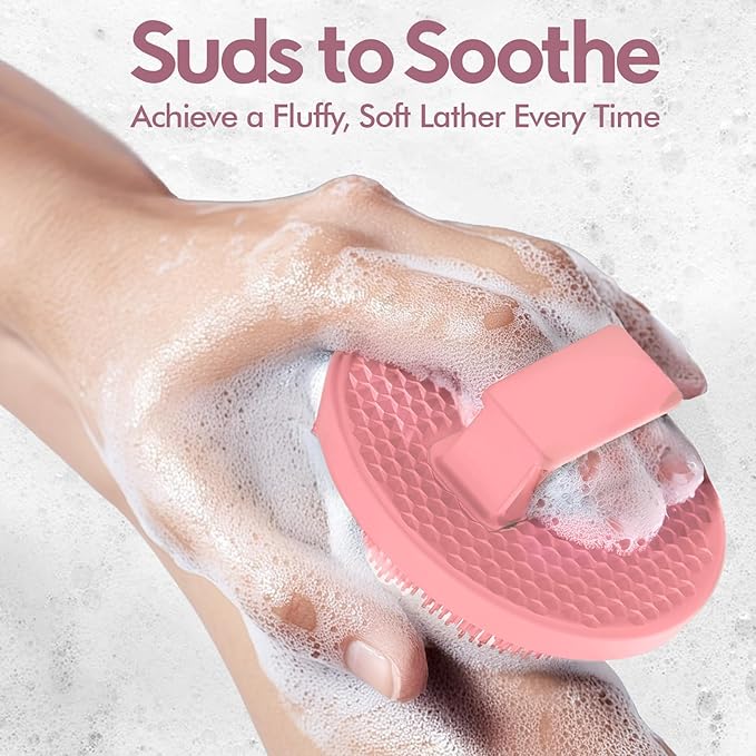 Silicone Body Scrubber - Loop Fin Bristles Loofah for Gentle Exfoliating & Lathering with Body Scrub & Wash, Durable & Hygienic, Deep Cleansing Exfoliator for All Skin Types - Shower Essential