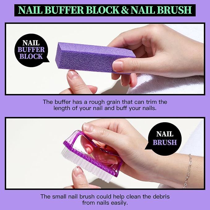 FANDAMEI Manicure and Pedicure Tools Kit, Manicure Kit, Nail Files 100/180, Nail Buffer Block, Nail Cuticle Nippers, Cuticle Pusher, Cuticle Peeler, Ingrown Toenail Tool, Toenail File, Purple