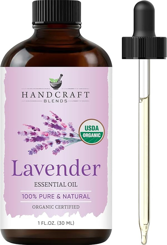 Handcraft Blends Organic Lavender Essential Oil – 1 Fl Oz – 100% Pure and Natural – Premium Grade Essential Oil for Diffuser and Aromatherapy