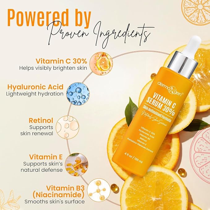 30% Vitamin C Serum for Face - Natural & Organic Anti Wrinkle & Skin Rejuvenator Moisturizer with Hyaluronic Acid & Vitamin E - Powerful Anti Aging Serum - Age-Defying Beauty Regimen- 4 FL OZ