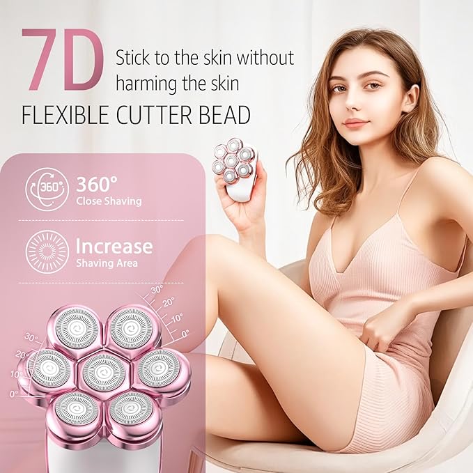 SHPAVVER Electric Razors for Women Legs: Rechargeable Body Shaver - Waterproof Wet Dry Hair Remover - Trimmer for Lady Face Underarms