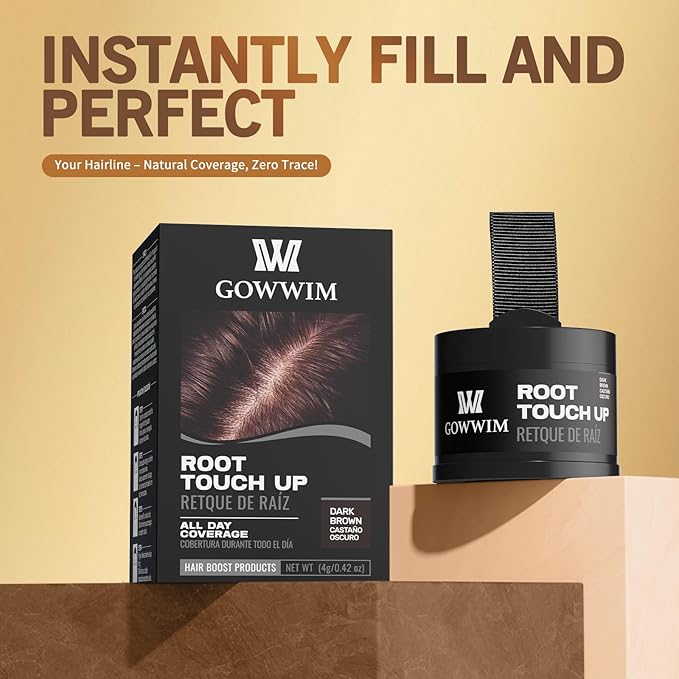 gowwim Hairline Powder(Dark Brown) Hair Root Dye, Instantly Hair Color Shadow Cover Gray Hair Root, Hair Touch-Up, Thin Hair Powder 4 g