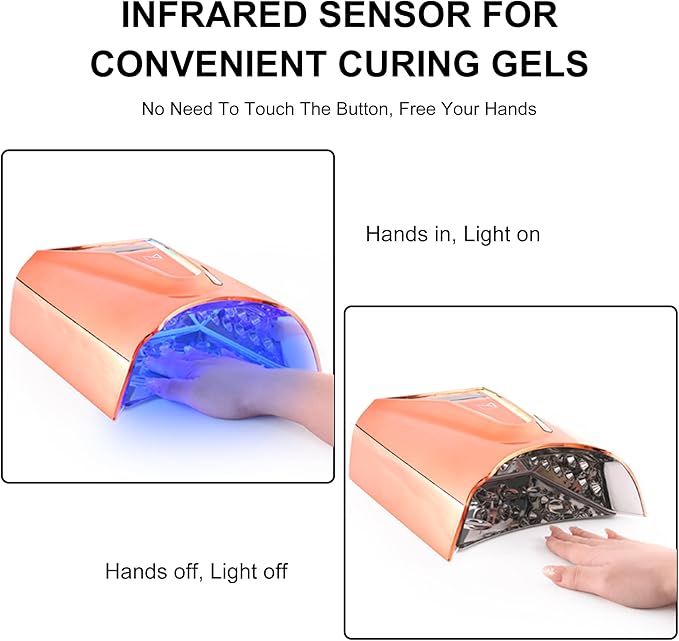 M - Crystal Cure 128W UV Nail Lamp - Fast Curing Nail Light with 45 Powerful 365nm+405nm LEDs - Cordless, Rechargeable, Auto Sensor - UV Light for Gel Nails for Manicures & Pedicures (White)