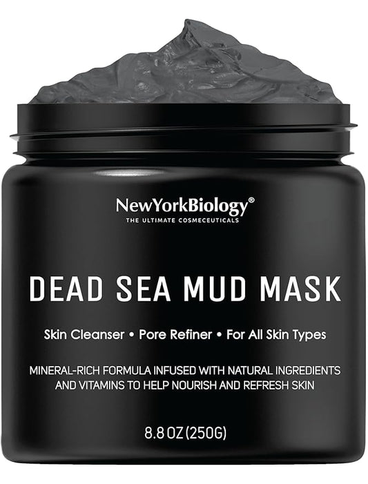 New York Biology Dead Sea Mud Mask for Face and Body | Spa Quality Pore Refiner for Oily Skin | Natural Skincare for Women & Men | Tighten Skin for A Healthier Complexion | 8.8 oz
