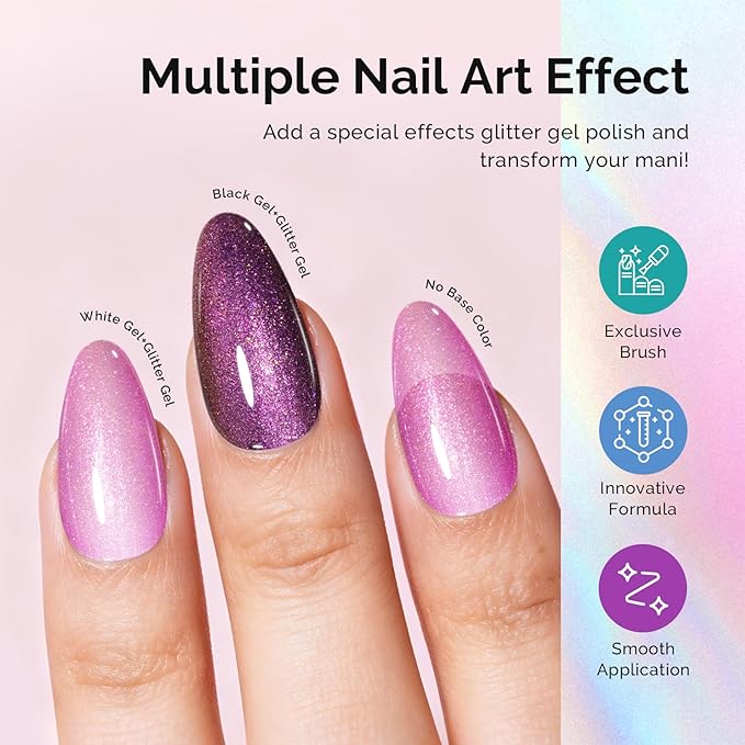 MelodySusie 7.5ML Glitter Gel Nail Polish Set, 6 Colors Aurora White Sparkle Gel Polish Kit Aurora Blue Pink Shimmer Gel Polish Gifts for Women Nail Art Manicure Salon DIY Nail Design at Home