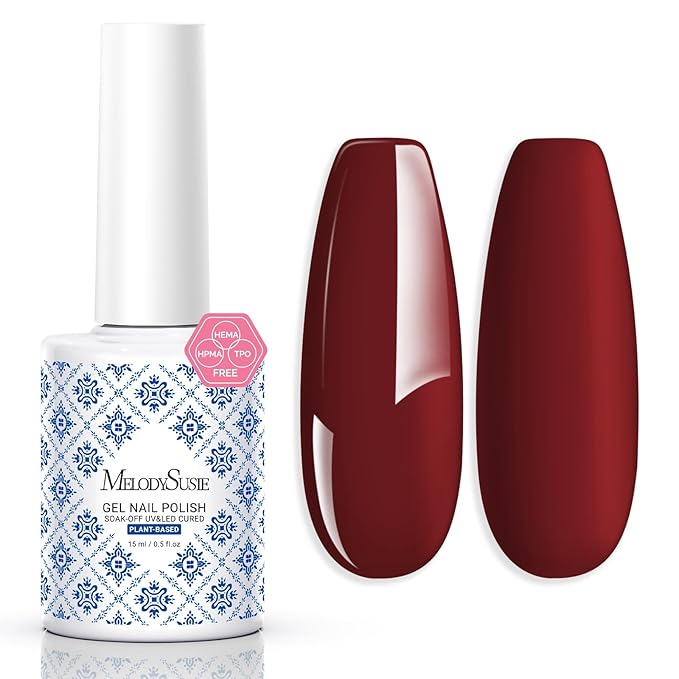 MelodySusie Fleurwee Plant Based Gel Nail Polish, Hema Free Rose Red Nail Polish, Soak Off UV LED Gel Polish Gift for Women 21 Non Toxic Long Lasting Nail Art Manicure Salon DIY at Home P29