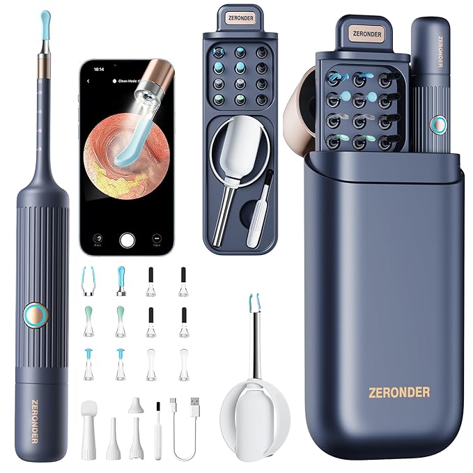 Ear Wax Removal Kit: Smart Visual Ear Cleaner with Camera 1080P HD for Adults & Kids - Flexible Ear Wax Remover with 6 LED Lights - Safe Ear Cleaning Tool for Home Use