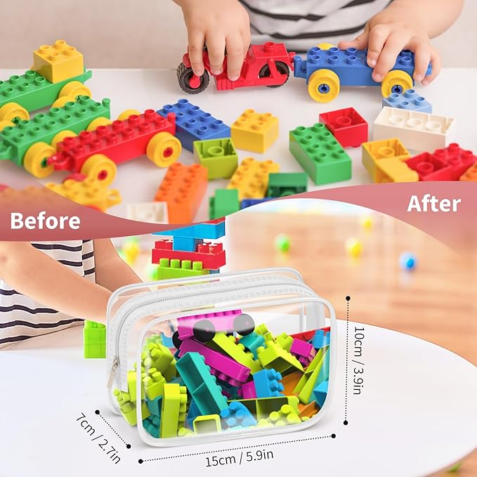 TISRATOK 12 PCS Clear Makeup Bag for Women with Zipper, TSA Approved Toiletry Pouch, Cosmetic Bag Bulk for Travel Organizer Essentials - White,Small