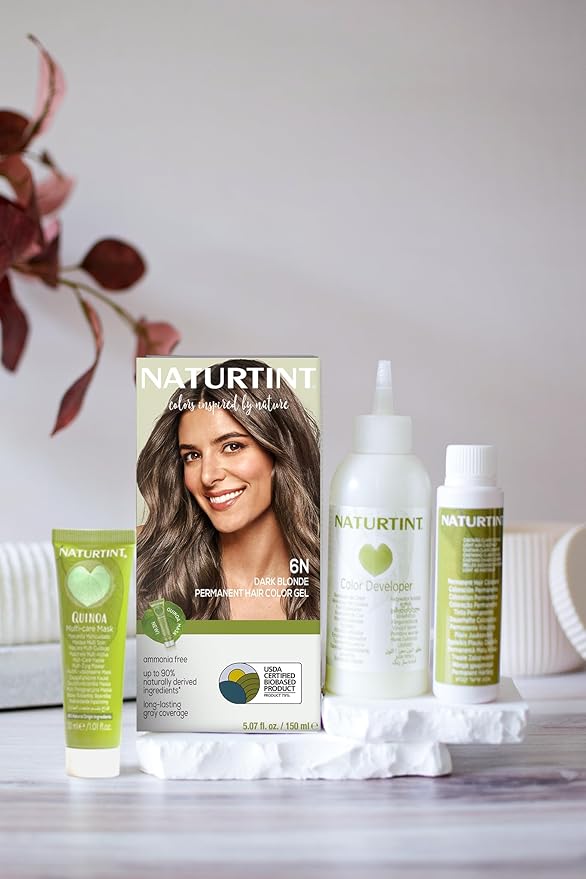 Naturtint 6N Dark Blonde Permanent Hair Color (Pack of 1), Ammonia Free, Vegan, Cruelty Free, up to 100% Gray Coverage, Long Lasting Results (Packaging may vary)
