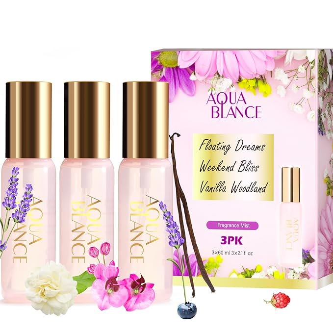 Body Spray Set for Women, Each 60ml/2.1 FlOz, Travel Size Womens Fragrance Body Spray, Three Scents - Vanilla Woodland, Lavender, Jasmine Raspberry