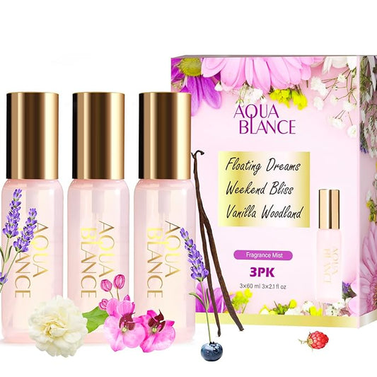 Body Spray Set for Women, Each 60ml/2.1 FlOz, Travel Size Womens Fragrance Body Spray, Three Scents - Vanilla Woodland, Lavender, Jasmine Raspberry