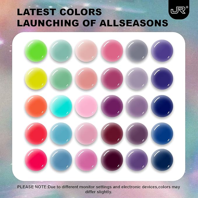 JR 35pcs 10ml Gel Nail Polish Same Color Same Bottle Deep Colors Blue Green Yellow Red Pink Gel Polish Set Base Top Matte Coat for Professional Nail Salon Art Manicure Gifts for Women B Set