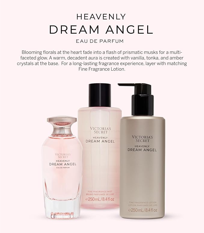 Victoria's Secret Heavenly Dream Angels Eau de Parfum, Notes of Prismatic Musk, Raspberry Nectar & Amber Crystals, Perfumes for Women (1.7 oz)