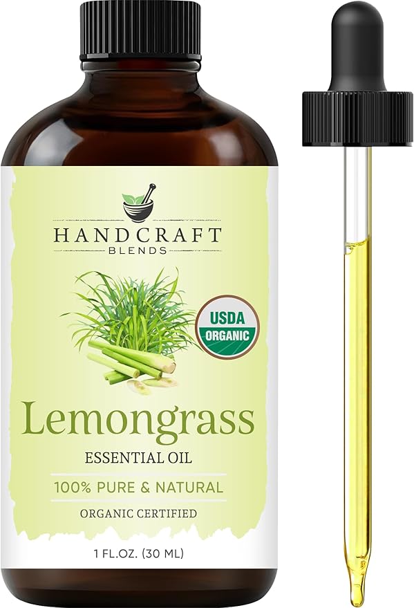 Handcraft Blends Organic Lemongrass Essential Oil – 1 Fl Oz – 100% Pure and Natural – Premium Grade Essential Oil for Diffuser and Aromatherapy