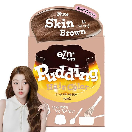 eZn Pudding Hair Dye Ammonia Free Semi-Permanent Self Hair Dye DIY Kit included contain Keratin Made in Korea Beauty (Mute Skin Brown)