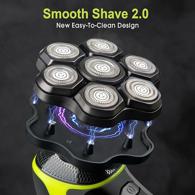 Magnetic 7D Head Shavers for Bald Men, Telfun Waterproof Hypoallergenic Electric Head & Body Shaver, Wet/Dry Shaving, Type-C Fast Charging, LED Display, Rechargeable Razor for Men & Women, Ideal Gift