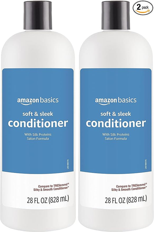 Amazon Basics Conditioner, 28 Fluid Ounce, Pack of 2 | Soft & Sleek | For Dry or Damaged Hair