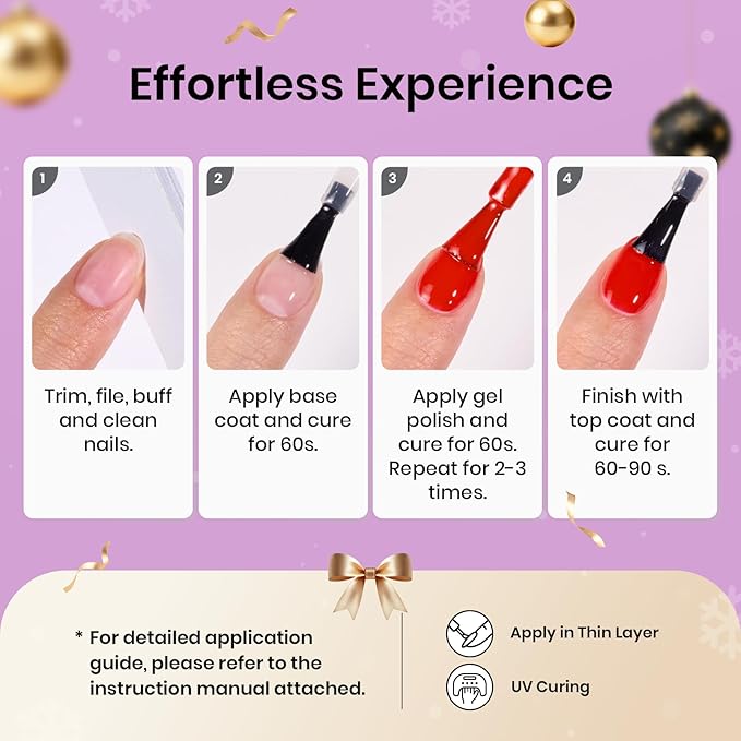 beetles Gel Polish Christmas Gel Nail Polish Set 32 Winter Colors with Base Top Coat Burgundy Red Blue Purple Brown Orange Green Pink Black White Uv LED Lamp Nails Gifts for Women Fingertip Palette