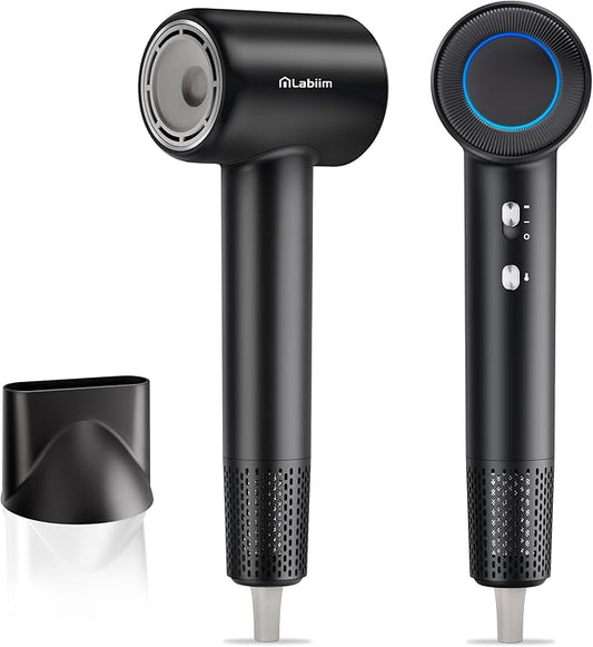 Hair Dryer, High-Speed Ionic Low Noise Blow Dryer with Brushless Motor for Fast Drying, Thermo-Control Quiet Compact Hair Blow Dryer, Hairdryer with 1 Nozzle Attachments for Home Salon Travel