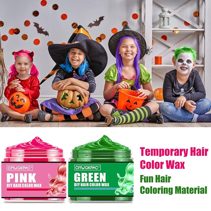 4 Colors Temporary Hair Color,Stocking Stuffers for Kids,Christmas Gifts for Teens Boys Girls,Gifts for Kids,Purple Green Blue Pink Hair Dye Color Wax,Temporary Hair Dye for Party,Halloween,Cosplay