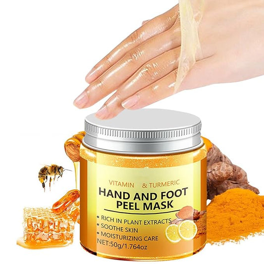 Turmeric Hand and Foot Peel Mask, Moisturizing Hydrating Nourishing Exfoliating Hand Film Hands Care Paraffin