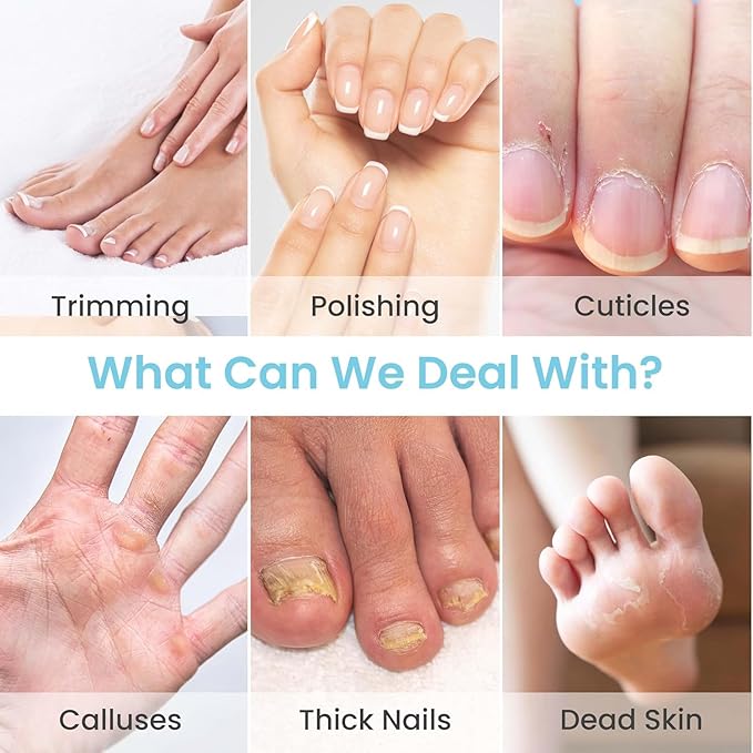 HSKAI® Professional Nail Drill Kit: Electric Nail File with LCD & Lamp, Long-Lasting Thick Toenail Grinder, Rechargeable & Cordless Toe Nail Dremel Tools for Women & Men Manicure and Pedicure Gifts