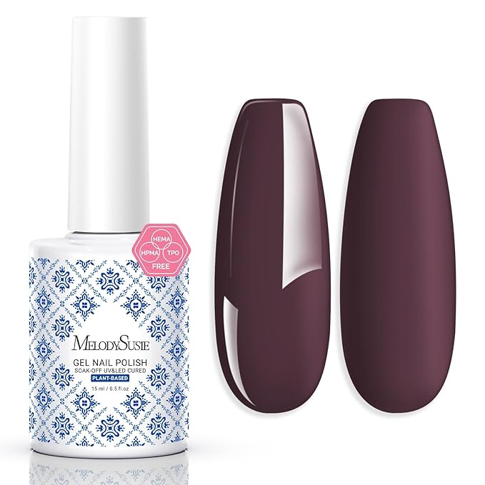 MelodySusie Fleurwee Plant Based Gel Nail Polish, Hema Free Purple Brown Nail Polish, Soak Off UV LED Gel Polish Gift for Women 21 Non Toxic Long Lasting Nail Art Manicure Salon DIY at Home P30