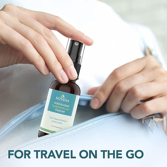 NOVEHA Eyelid Cleanser | Stye Eye Treatment | Eye Lid Cleaning | Dry Relief | Fast Acting Soothing Cleansing Formula | Pure and Gentle Lash Hypochlorous Acid Eyelid Spray (1oz - 1 Pack)